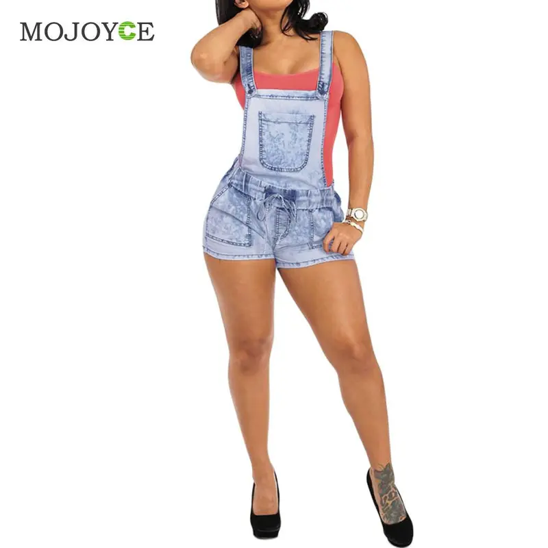 Fashion Ripped Denim Jumpsuit Women Hole Jeans Shorts Playsuit Casual Overall Romper Bodysuit Combinaison Short Femme 1