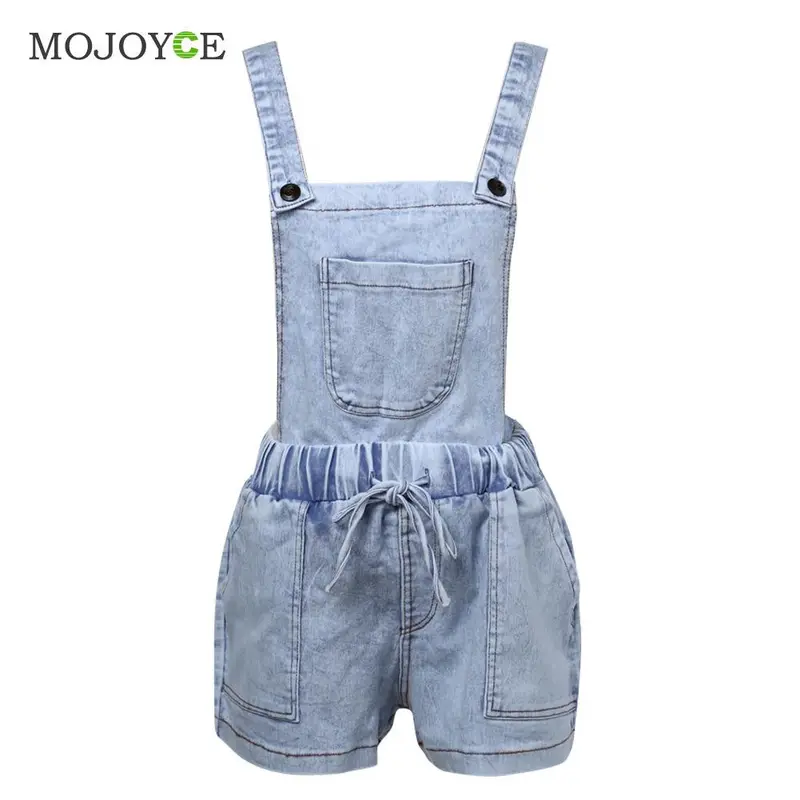 Fashion Ripped Denim Jumpsuit Women Hole Jeans Shorts Playsuit Casual Overall Romper Bodysuit Combinaison Short Femme 3