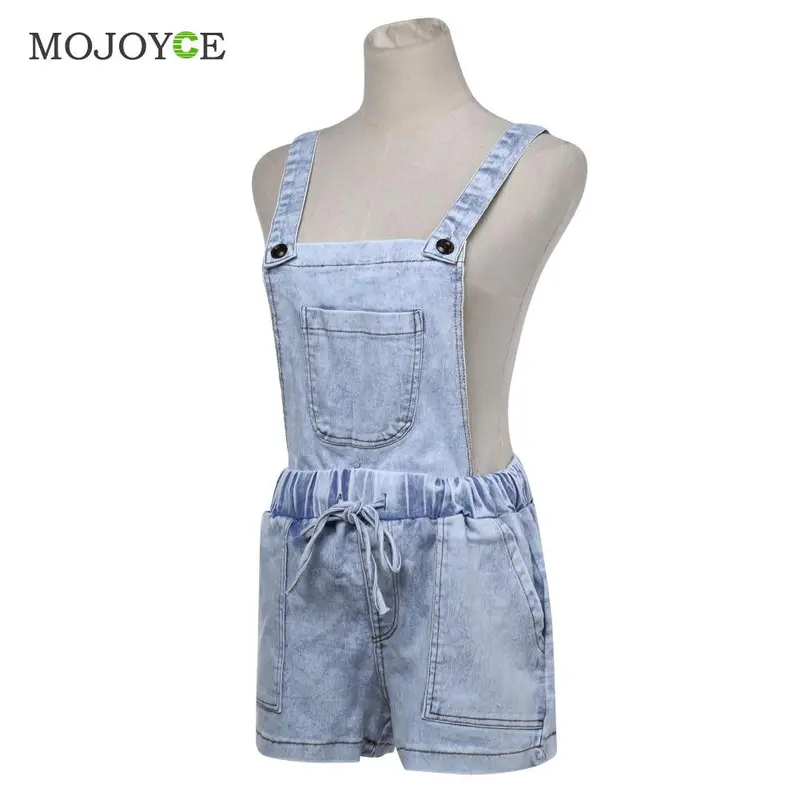 Fashion Ripped Denim Jumpsuit Women Hole Jeans Shorts Playsuit Casual Overall Romper Bodysuit Combinaison Short Femme 4