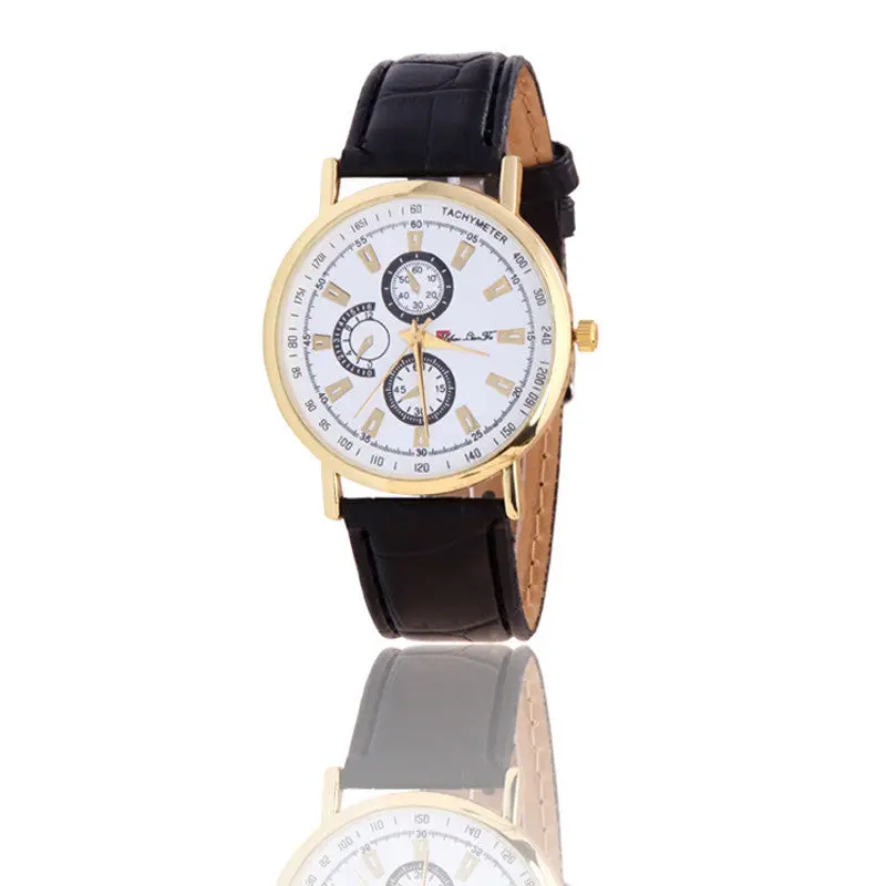 Fashion Rome Article Leather Band Analog Quartz Vogue Wrist Watches& 1