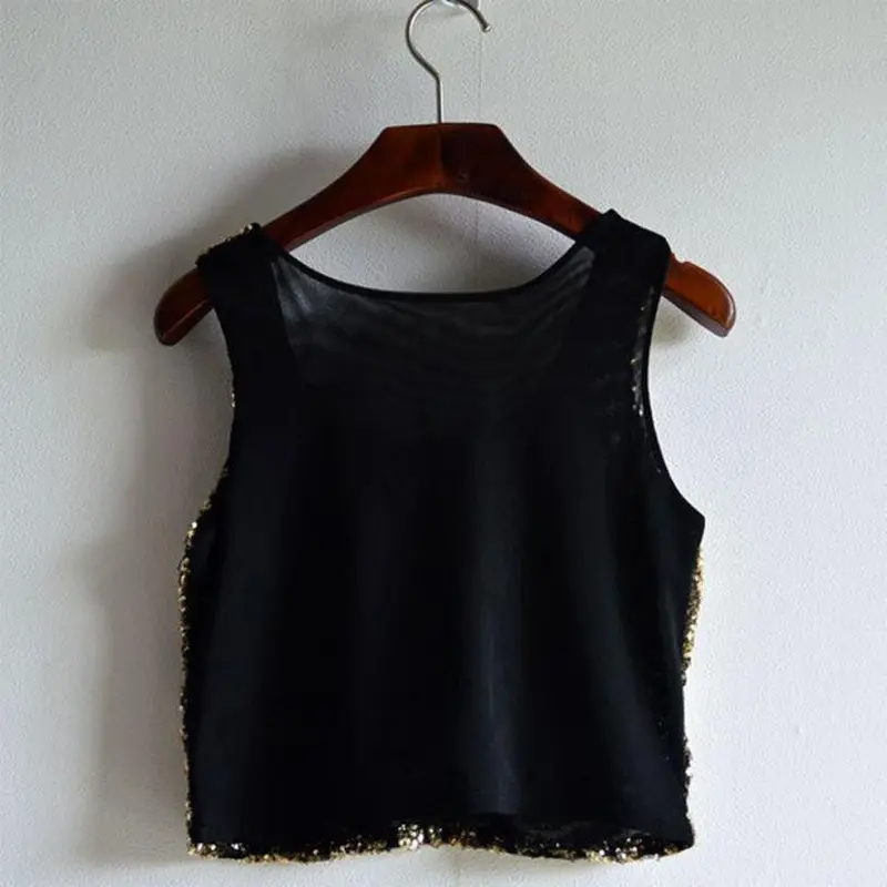 Fashion Sequined Tank Top Women Vtops Shirts Sleeveless Style Tank Tops 1