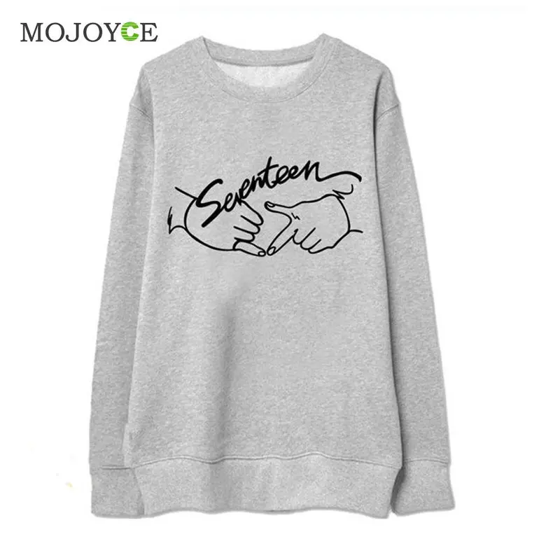 Fashion Seventeen Printed Letters Round Neck Long Sleeve Fleece Sweatershirt Hoodies Women Women Tops Blusa 4