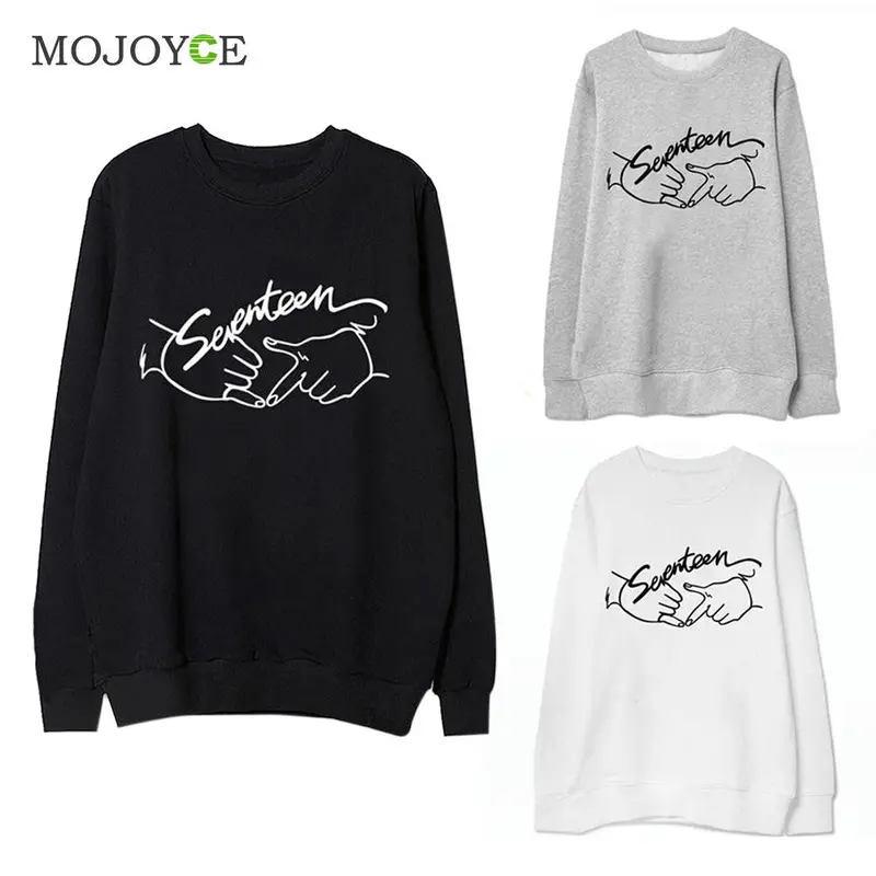 Fashion Seventeen Printed Letters Round Neck Long Sleeve Fleece Sweatershirt Hoodies Women Women Tops Blusa 5