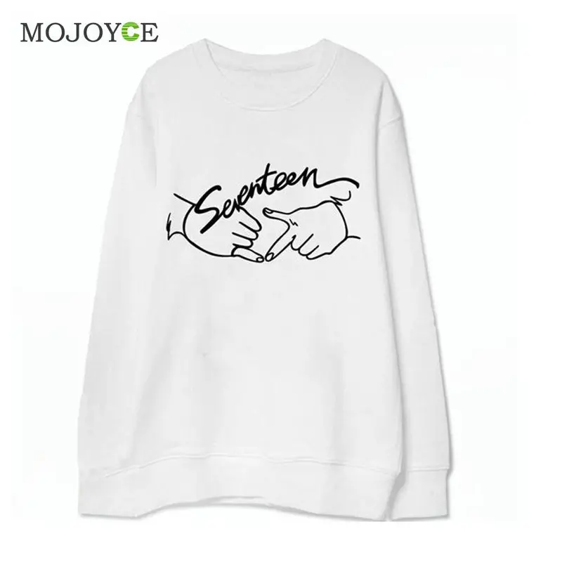 Fashion Seventeen Printed Letters Round Neck Long Sleeve Fleece Sweatershirt Hoodies Women Women Tops Blusa 6