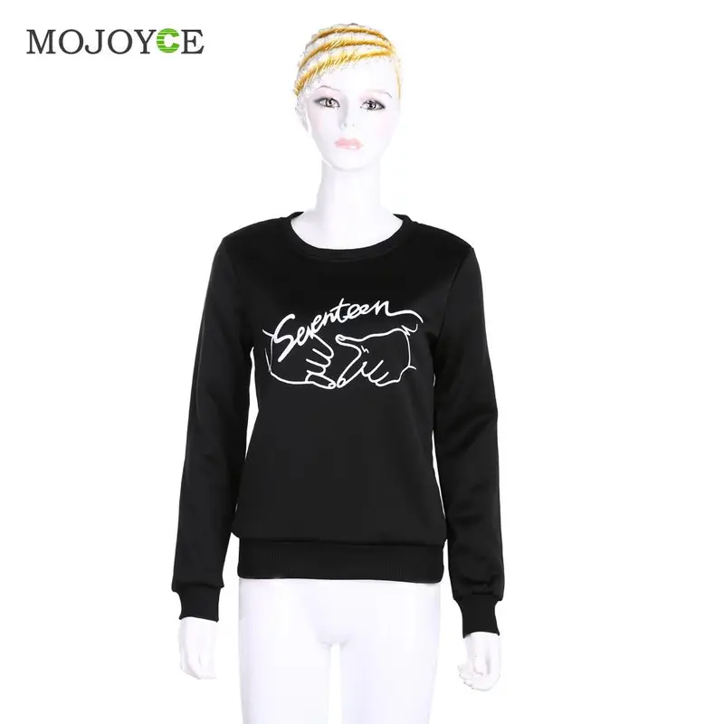 Fashion Seventeen Printed Letters Round Neck Long Sleeve Fleece Sweatershirt Hoodies Women Women Tops Blusa 8