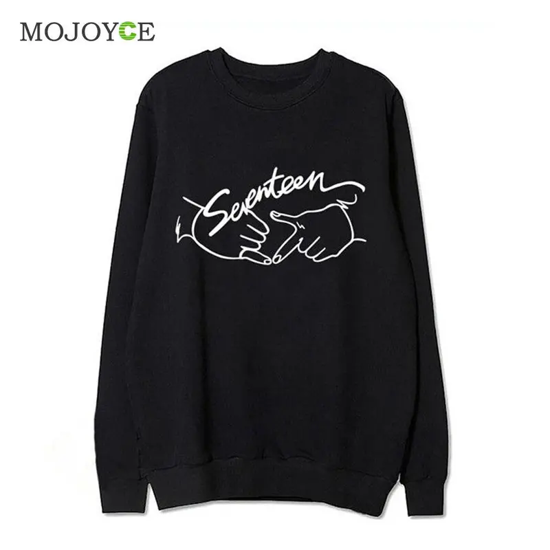 Fashion Seventeen Printed Letters Round Neck Long Sleeve Fleece Sweatershirt Hoodies Women Women Tops Blusa 9