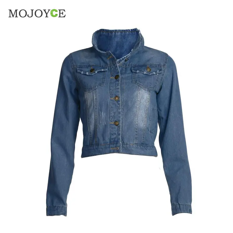Fashion Short Denim Jacket Women Slim Long Sleeve Coat Jean Jacket 1