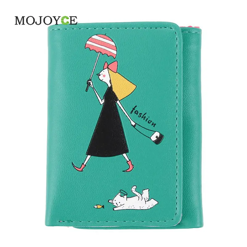 Fashion Short Smooth Pu Leather Money Purse Id Credit Card Holder Coin Purses Women Cartoon Portfolio Wallet Clutch 1