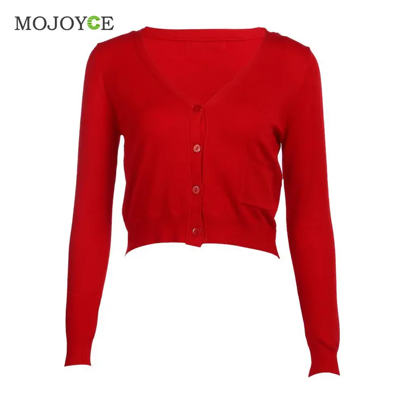 Fashion Short Style Thin Knit Cardigan Women Casual Knitted Sweater Long Sleeve Cardigan Coat Jacket Outwear Women Tops 5