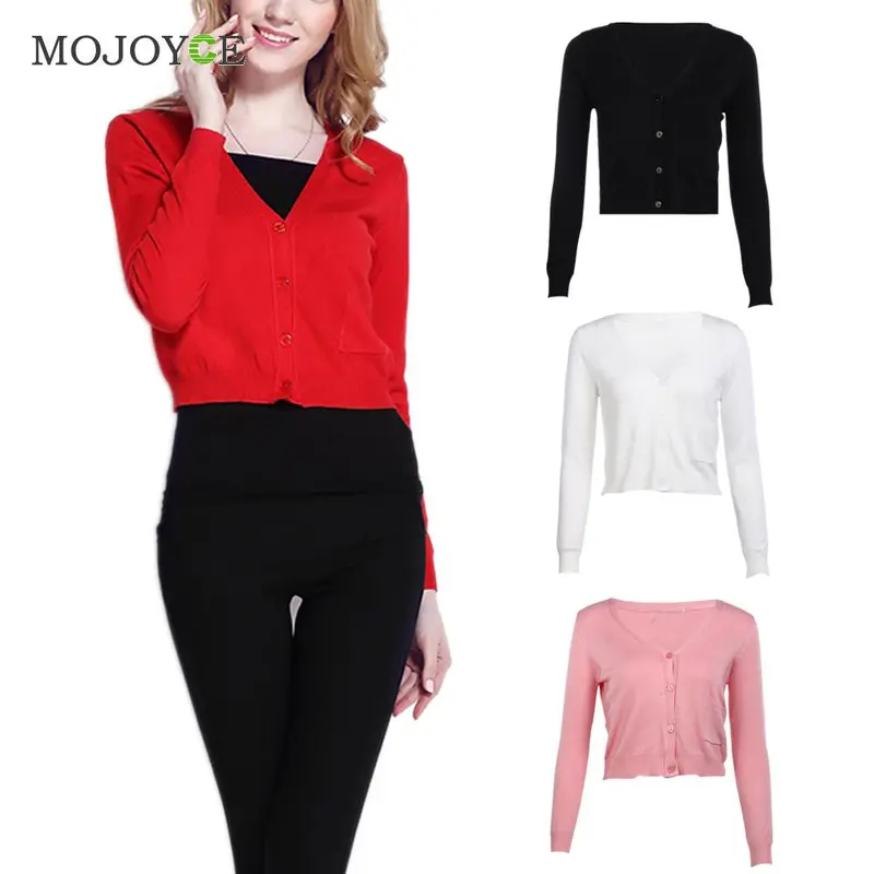 Fashion Short Style Thin Knit Cardigan Women Casual Knitted Sweater Long Sleeve Cardigan Coat Jacket Outwear Women Tops 6
