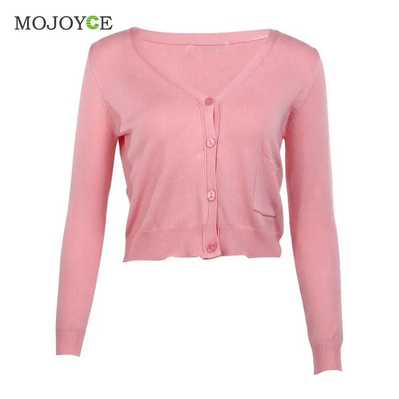 Fashion Short Style Thin Knit Cardigan Women Casual Knitted Sweater Long Sleeve Cardigan Coat Jacket Outwear Women Tops 7