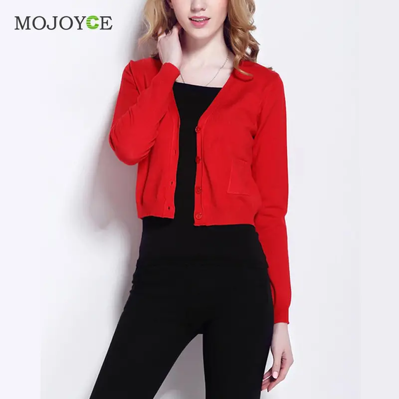 Fashion Short Style Thin Knit Cardigan Women Casual Knitted Sweater Long Sleeve Cardigan Coat Jacket Outwear Women Tops 7