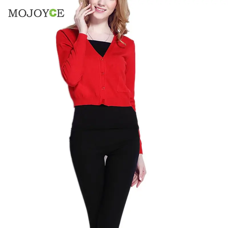Fashion Short Style Thin Knit Cardigan Women Casual Knitted Sweater Long Sleeve Cardigan Coat Jacket Outwear Women Tops 8