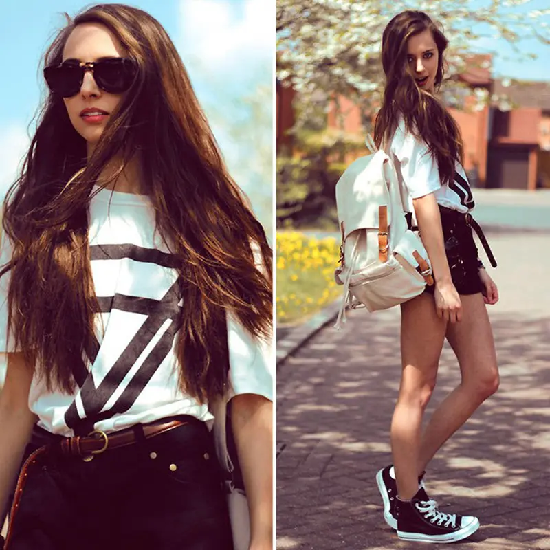 Fashion Slim Basic T Shirt Women Print Casual Slim Tops T-Shirts 2
