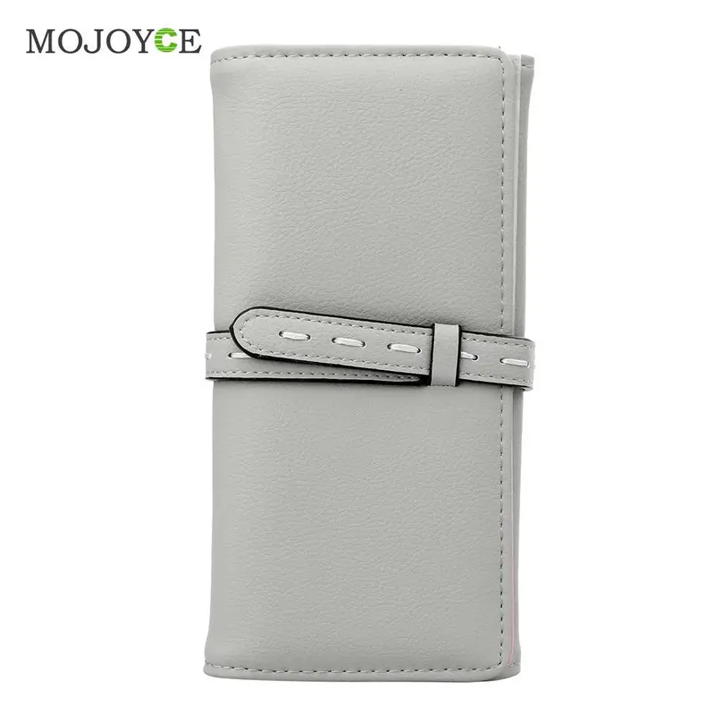 Fashion Solid Color Women Wallet Long Smooth Pu Leather Money Purse Id Credit Card Holder Coin Purses Clutch Money Bags 2