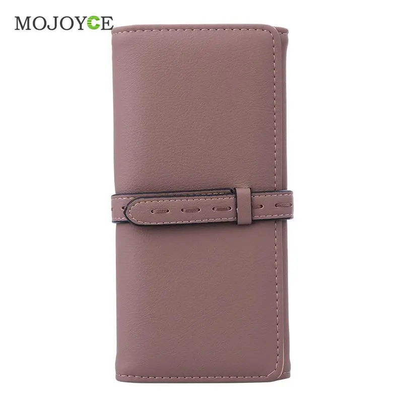 Fashion Solid Color Women Wallet Long Smooth Pu Leather Money Purse Id Credit Card Holder Coin Purses Clutch Money Bags 4