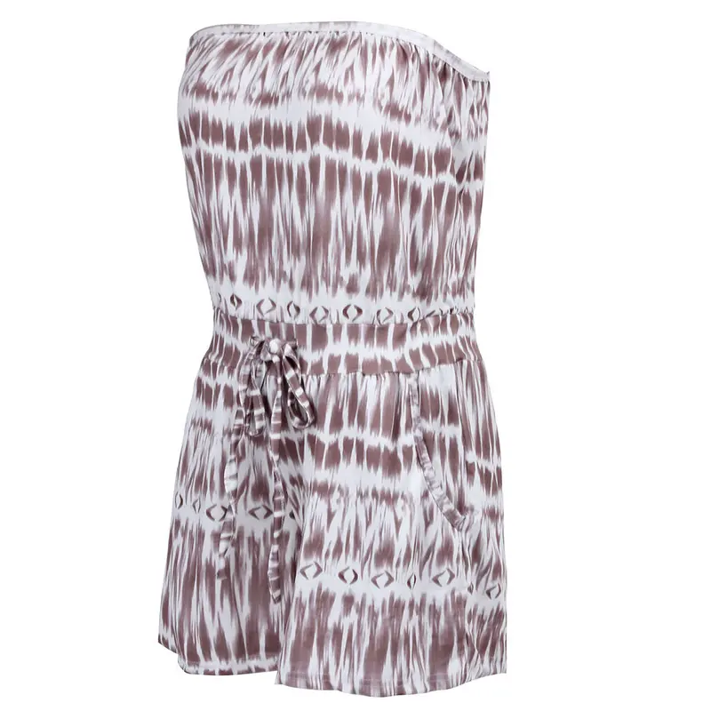 Fashion Strapless Off Shoulder Printed Jumpsuit Beachwear Short Combinaison Short Femme Jumpsuit Bodysuit Women Romper 5