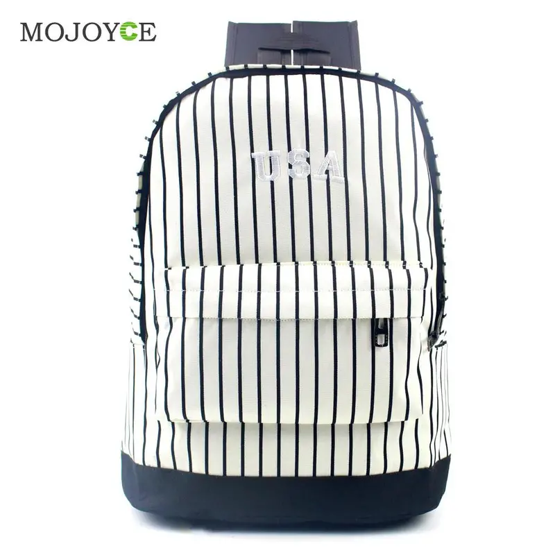 Fashion Striped Canvas Backpack School Bag For Teenagers Backpacks For Teenage Girls Boy Mochila Rucksack Printing Backpack 1