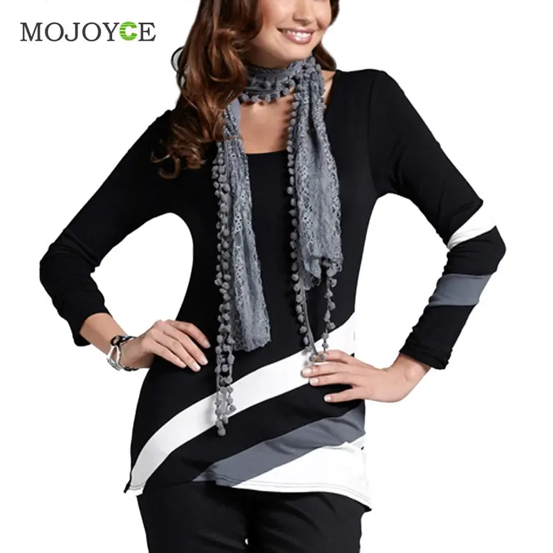 Fashion Tshirt Women Long Sleeve Black And White Diagonal Stripes T Shirt Women Tops Camisas Femininas Blusas Femininas 1