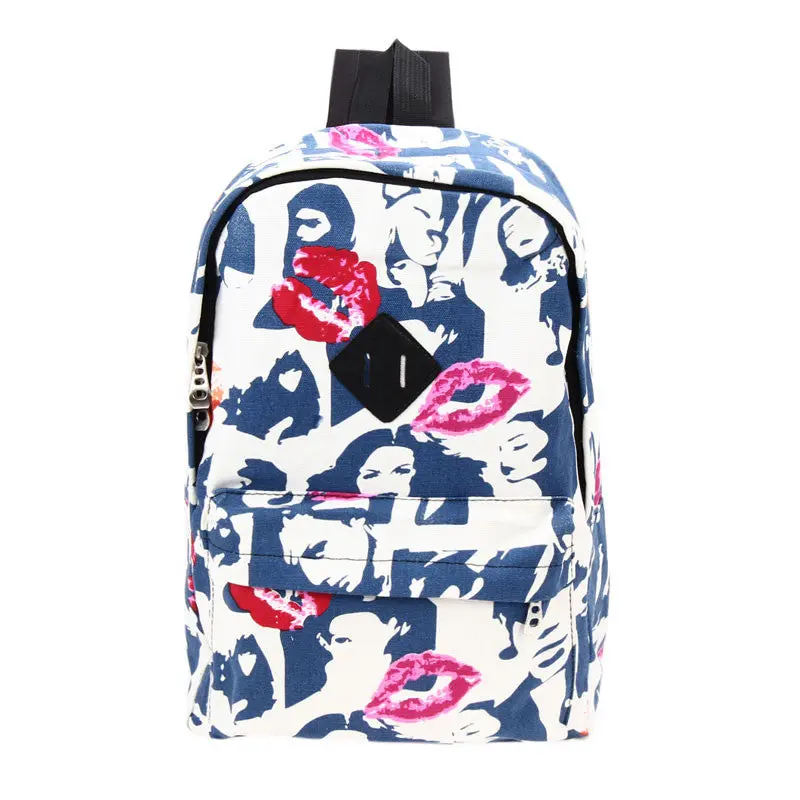 Fashion Unique Printing Canvas Backpacks Student School Bag Cartoon Print Rucksack Travel Pack Graffiti Bolsa Mochila 2