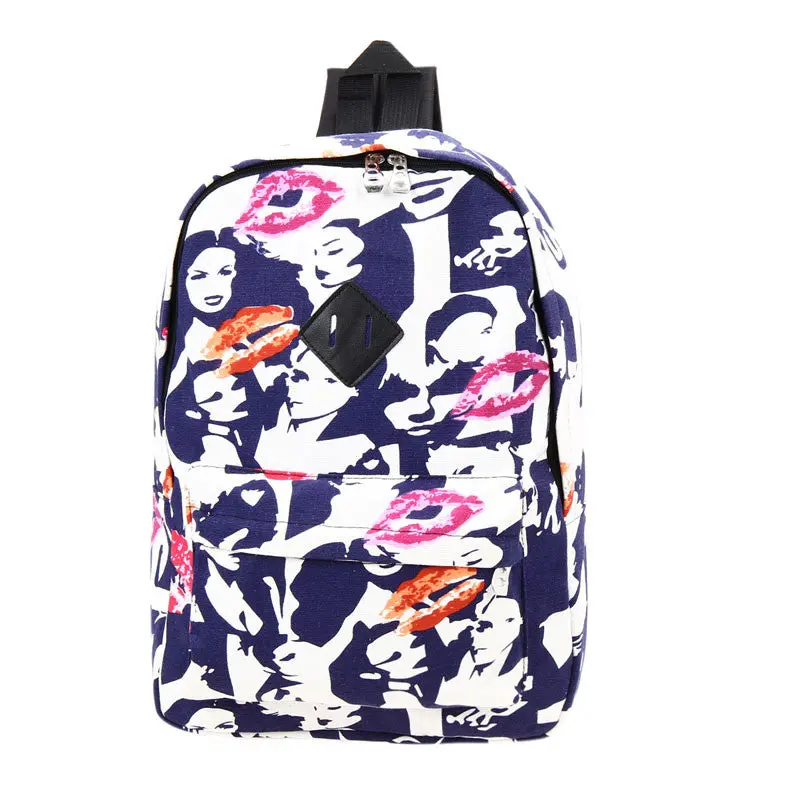 Fashion Unique Printing Canvas Backpacks Student School Bag Cartoon Print Rucksack Travel Pack Graffiti Bolsa Mochila 3