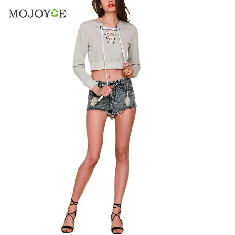 Fashion V Neck Hoodies Chic Lace Up Sweatshirt Women Grey Long Sleeved Hoodie Casual Suit Women Suits For Women 1