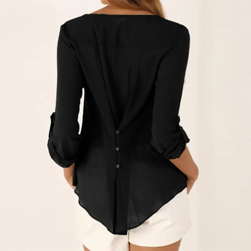 Fashion V-Neck Long Sleeve Chiffon Women Blouses Mini Blusas Plus Size Blouse Loose Women Tops Shirt Women Blusas Femininas 10