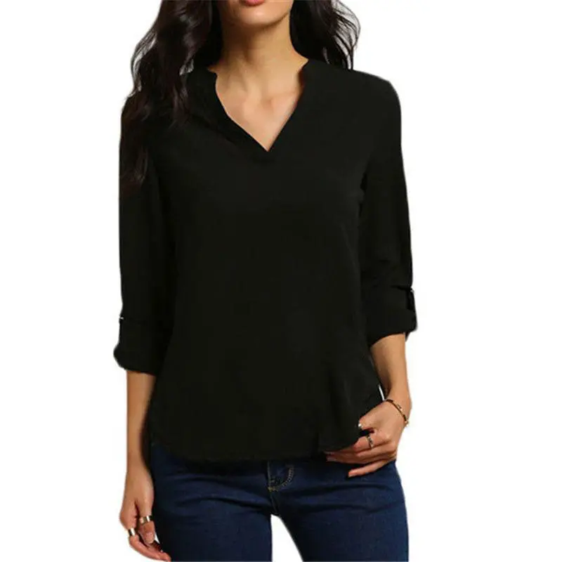 Fashion V-Neck Long Sleeve Chiffon Women Blouses Mini Blusas Plus Size Blouse Loose Women Tops Shirt Women Blusas Femininas 7