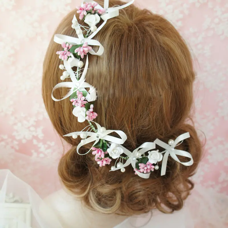 Fashion Wedding Bridesmaid Boho Floral Flower Festival Forehead Headband Hair Garland 1