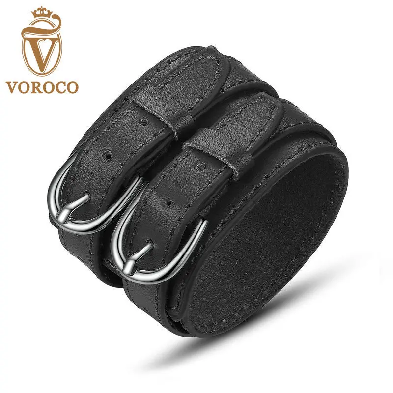 Fashion Wide Retro Black Color Leather Bracelets For Men Pulseras 0268-2 1