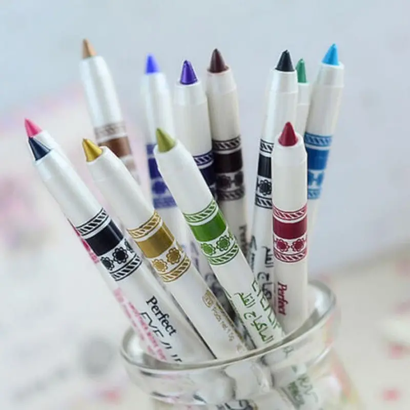 Fashion Woman 12 Colors Glitter Lip Liner Eye Shadow Eyeliner Pen Cosmetic Makeup Set 1