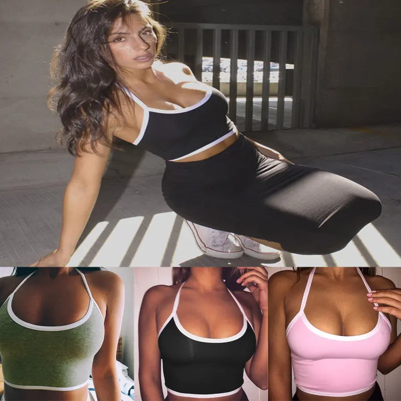 Fashion Women Base Shirt Camisole Crop Top Black Green Pink O-Neck Intimates 5