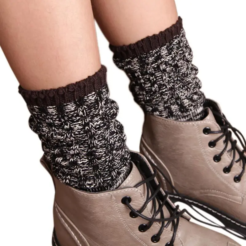 Fashion Women Boot In Tube Socks Vintage Thick Knitting Women Socks & 1