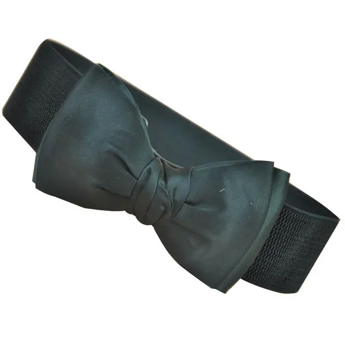Fashion Women Bowknot Elastic Wide Stretch Buckle Waistband Waist Belt Ping 1