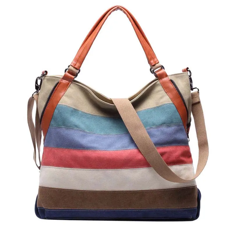 Fashion Women Canvas Handbags Female Large Messenger Bags For Women Designer Ladies Crossbody Shoulder Bags Patchwork Bolsa 1