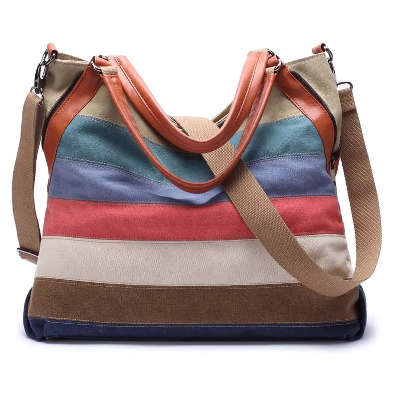 Fashion Women Canvas Handbags Female Large Messenger Bags For Women Designer Ladies Crossbody Shoulder Bags Patchwork Bolsa 2