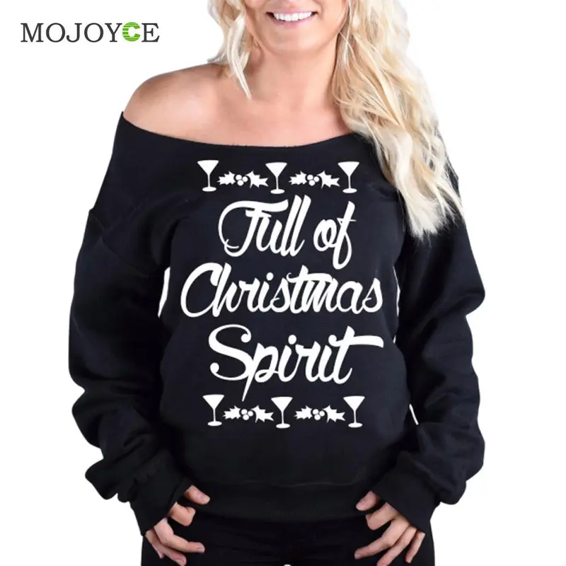 Fashion Women Christmas Hoodie Sweatshirt Jumper Letter Sweatershirt Women Hooded Pullover Hoodie Women Pullover Black 1
