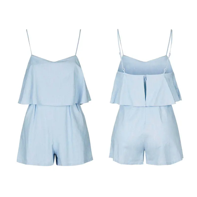 Fashion Women Clubwear Playsuit Spaghetti Strap Combinaison Bodycon Party Jumpsuit Blue Romper Women Jumpsuit Combinaison Femme 3