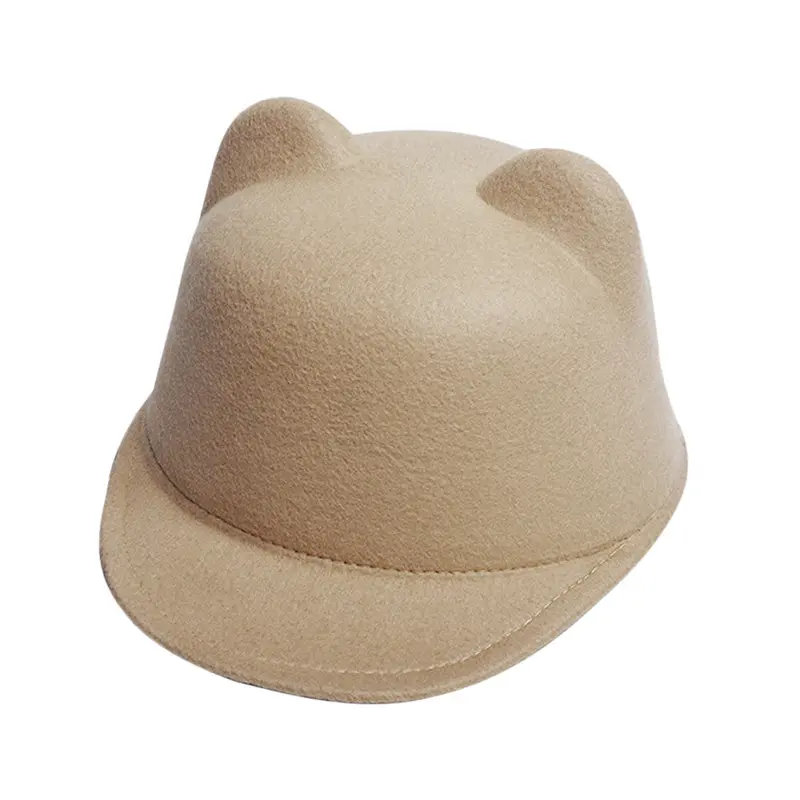 Fashion Women Devil Hat Cute Cat Ears Wool Derby Bowler Cap Snapback With Devil Horns Cat Ear Hat Animal Derby Bowler 2