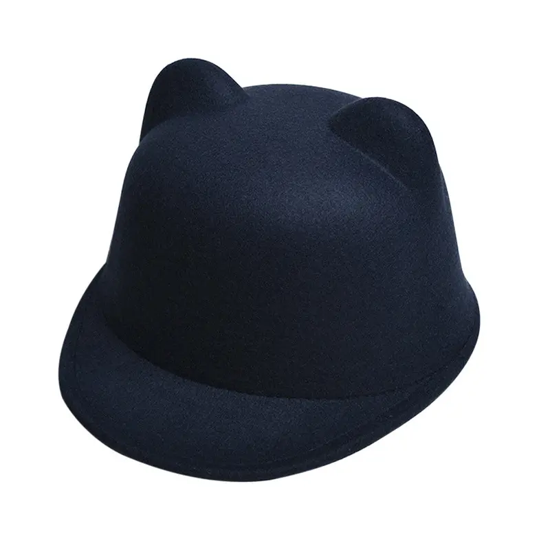 Fashion Women Devil Hat Cute Cat Ears Wool Derby Bowler Cap Snapback With Devil Horns Cat Ear Hat Animal Derby Bowler 4