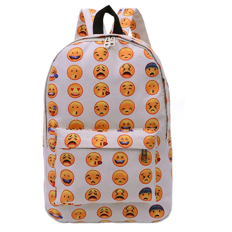 Fashion Women Emoji Canvas Backpack Smiley Face School Rucksack Bag Shoulder School Bag Satchel Travel Bags Mochila Feminina 1