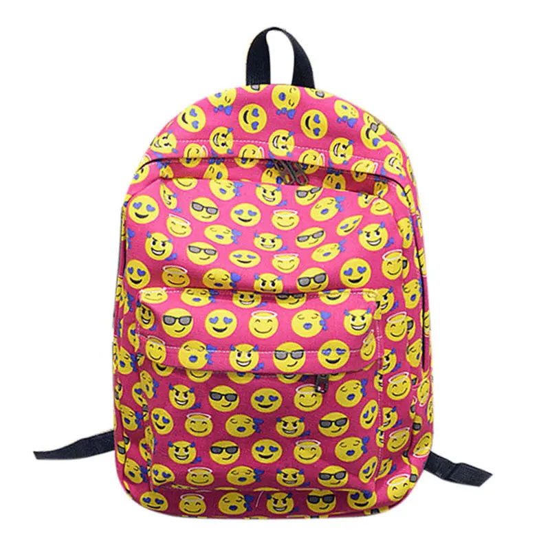 Fashion Women Emoji Canvas Backpack Smiley Face School Rucksack Bag Shoulder School Bag Satchel Travel Bags Mochila Feminina 2