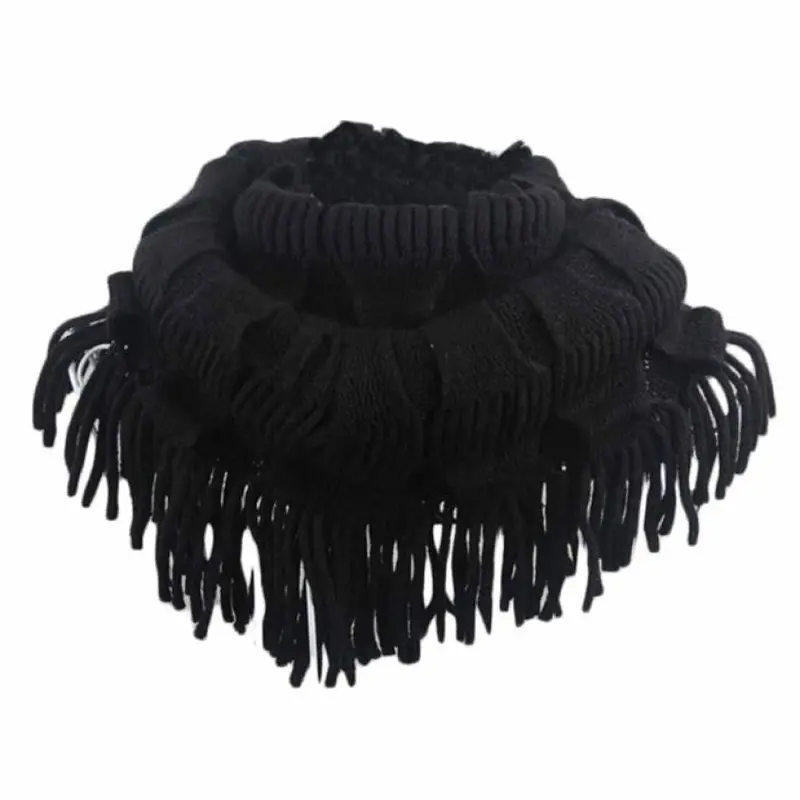 Fashion Women Fashion Infinity Thick Neck Warmer Scarf With Long Fringed Sunshine 1