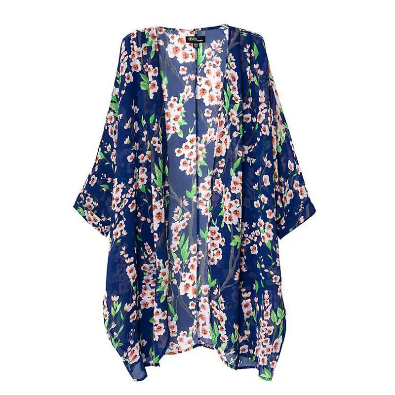 Fashion Women Floral Print Casual Kimono Cardigan Bikini Cover Up Outerwear 1