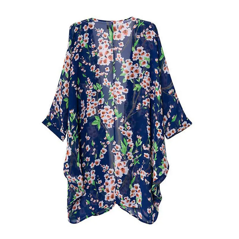 Fashion Women Floral Print Casual Kimono Cardigan Bikini Cover Up Outerwear 3
