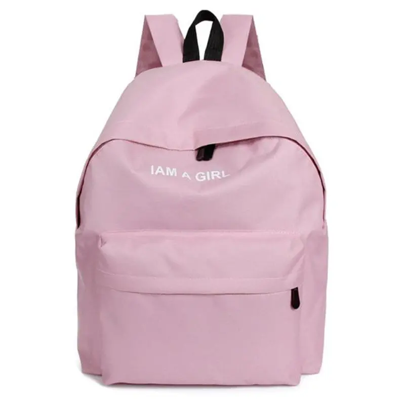 Fashion Women Girls Canvas Rucksack Backpack I Am A Girl Letters Print School Book Shoulder Bag Casual Travel Bags 1