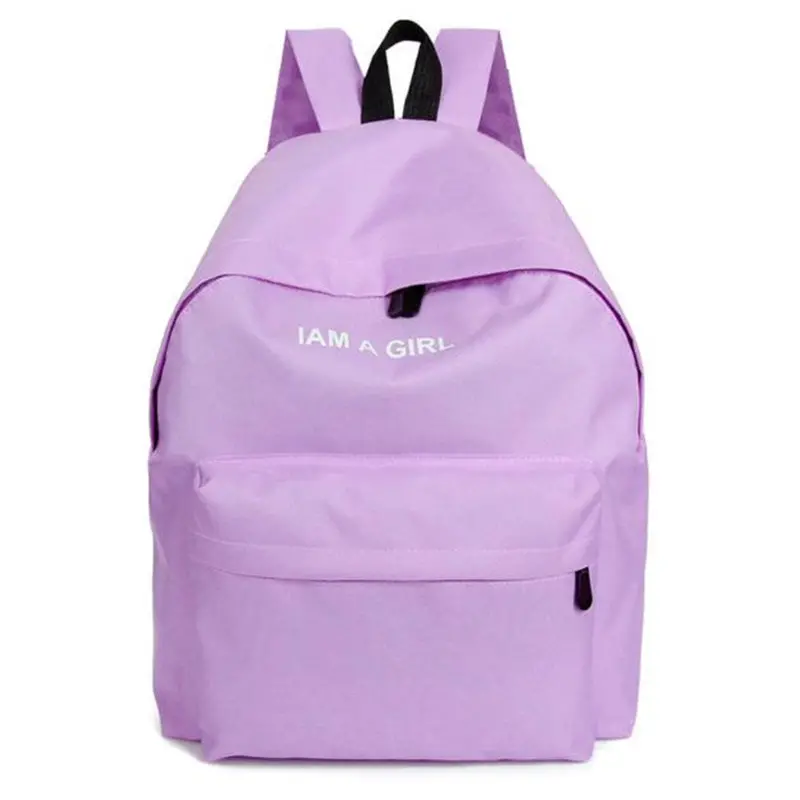 Fashion Women Girls Canvas Rucksack Backpack I Am A Girl Letters Print School Book Shoulder Bag Casual Travel Bags 3
