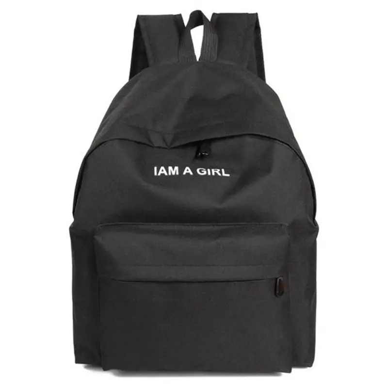 Fashion Women Girls Canvas Rucksack Backpack I Am A Girl Letters Print School Book Shoulder Bag Casual Travel Bags 4