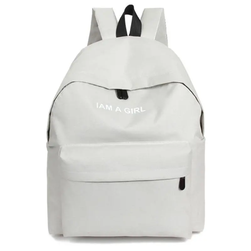 Fashion Women Girls Canvas Rucksack Backpack I Am A Girl Letters Print School Book Shoulder Bag Casual Travel Bags 5