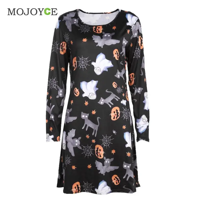 Fashion Women Ladies Halloween Prints Swing Skater Halloween Dress 1